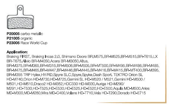 BRAKING PAD SHIMANO DEORE/BRAKING F.I.R.S.T./INCAS 2.0