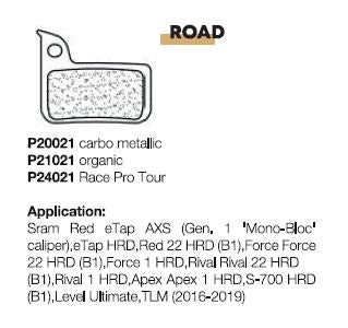 BRAKING PAD SRAM RED HYDRAULIC/SRAM LEVEL ULTIMATE/TLM
